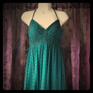 Sue Wong silk embroidered halter gown